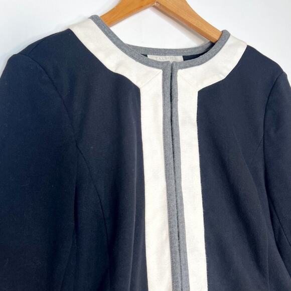Talbots Lightweight Knit Suit Jacket Coat Black Cream Grey - Picture 5 of 11